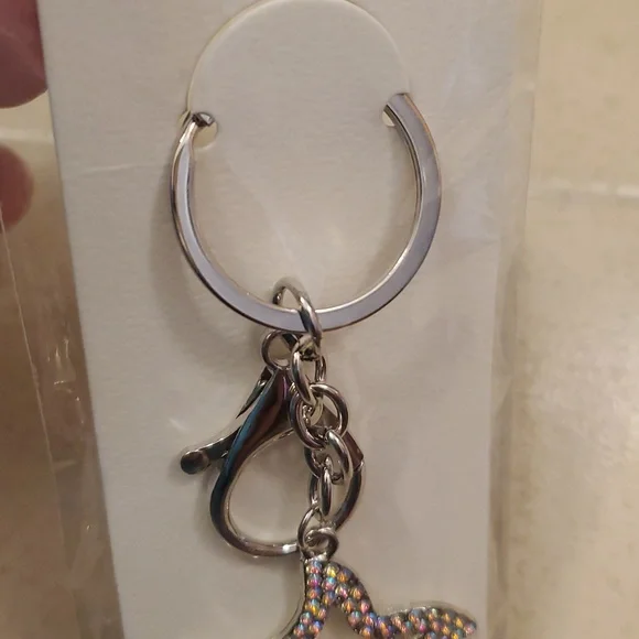 Star 'Love' Keychain with Iridescent Rhinestones New - Picture 4 of 4